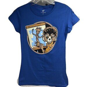 Teefury Guardians Womens Mashup Blue Graphic T-Shirt Medium Stretch New
